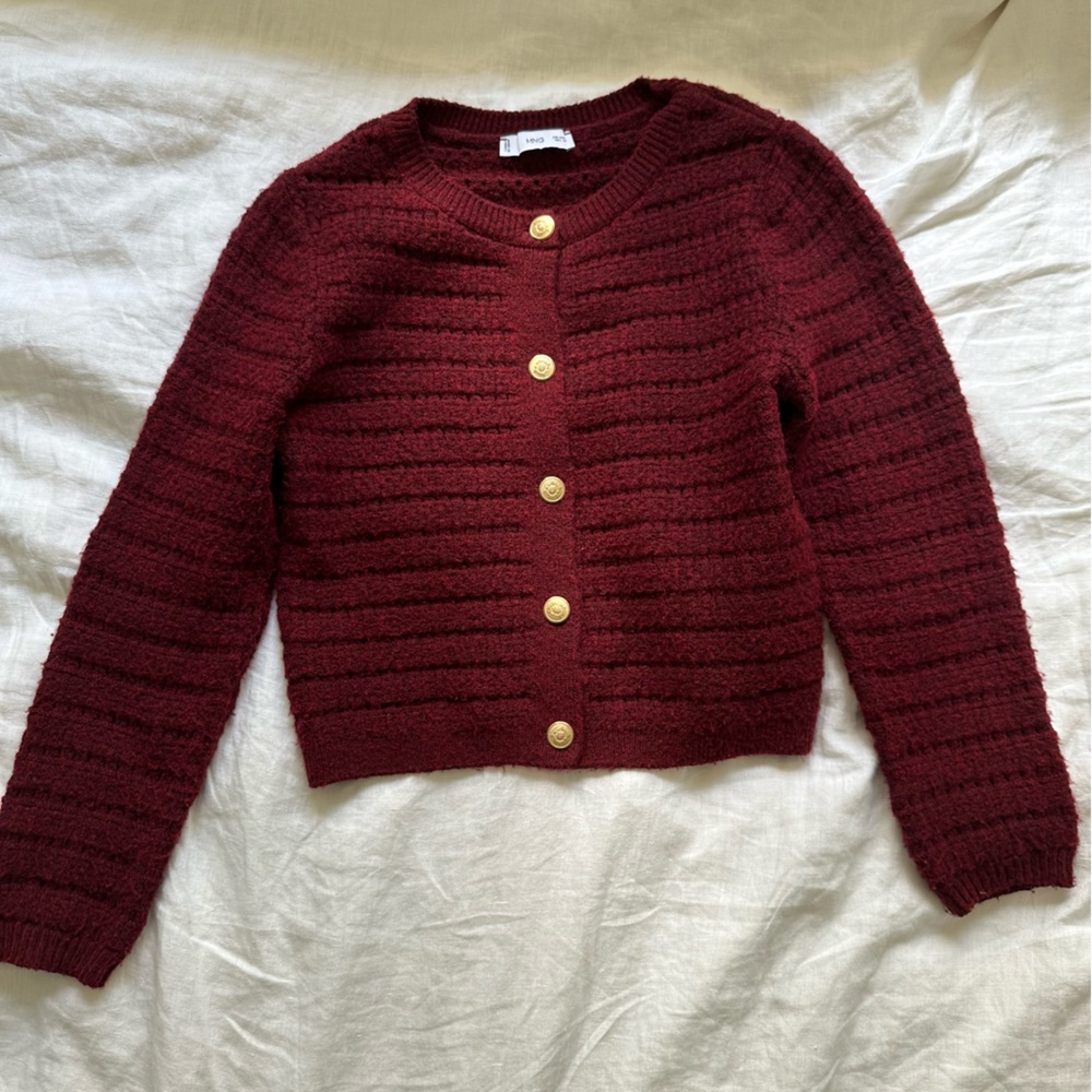 Women's Burgundy Button-Up Sweater